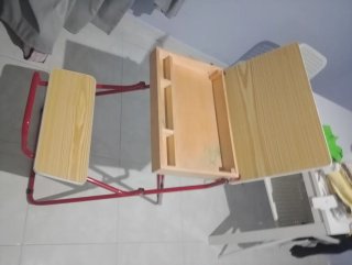 Escritorio y silla infantil plegable rojo