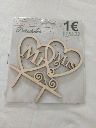 Cartel Madera Mr & Mrs Corazones
