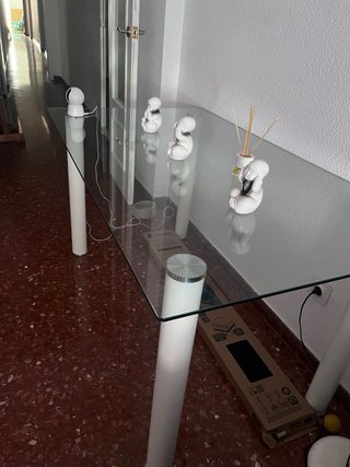 Mesa de cristal rectangular