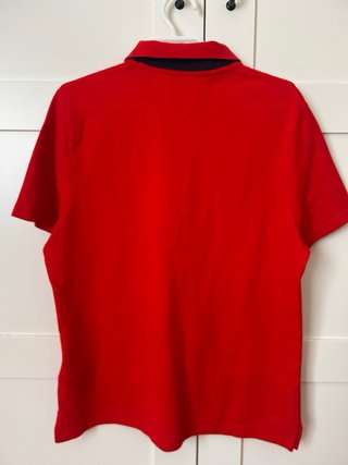 Polo Tommy Jeans rojo con cremallera ralla M