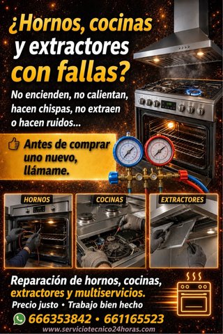 Reparación de hornos cocinas campanas Barcelona