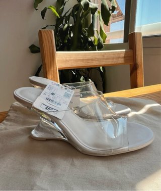 OFERTA! Sandalias tacón cuña transparente vinilo