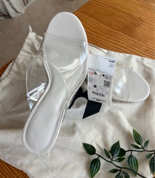 OFERTA! Sandalias tacón cuña transparente vinilo