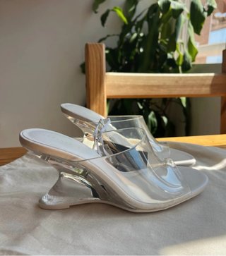 OFERTA! Sandalias tacón cuña transparente vinilo