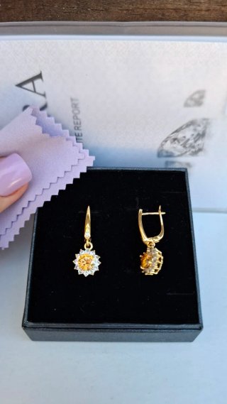 Pendientes Moissanita Amarilla 2ct GRA Oro