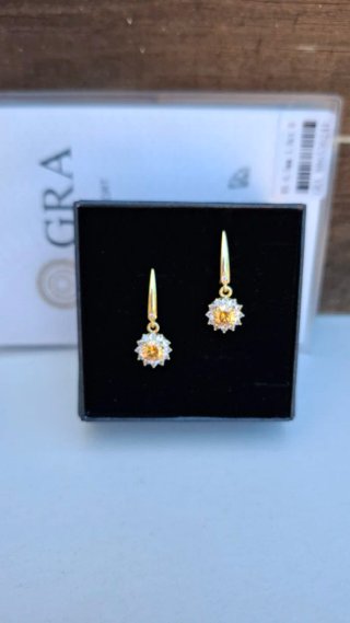Pendientes Moissanita Amarilla 2ct GRA Oro