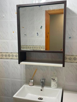 Espejo Armario Baño Madera y Cristal