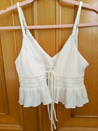 Top Bershka Verano Blanco Talla S