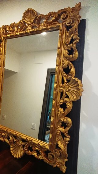 Espejo Estilo Francés Madera Tallada Dorado