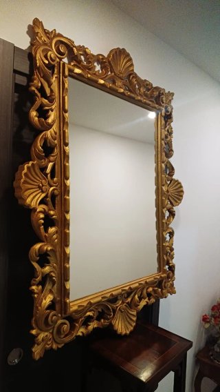 Espejo Estilo Francés Madera Tallada Dorado