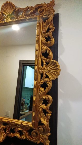 Espejo Estilo Francés Madera Tallada Dorado
