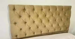 Cabecero capitoné beige terciopelo nuevo