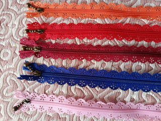 Lote 9 Cremalleras Encaje 30cm Colores