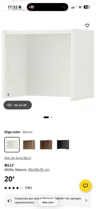 3 Partes superiores estanterías Billy blancas