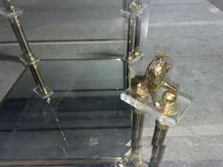 Mueble recibidor madera y cristal