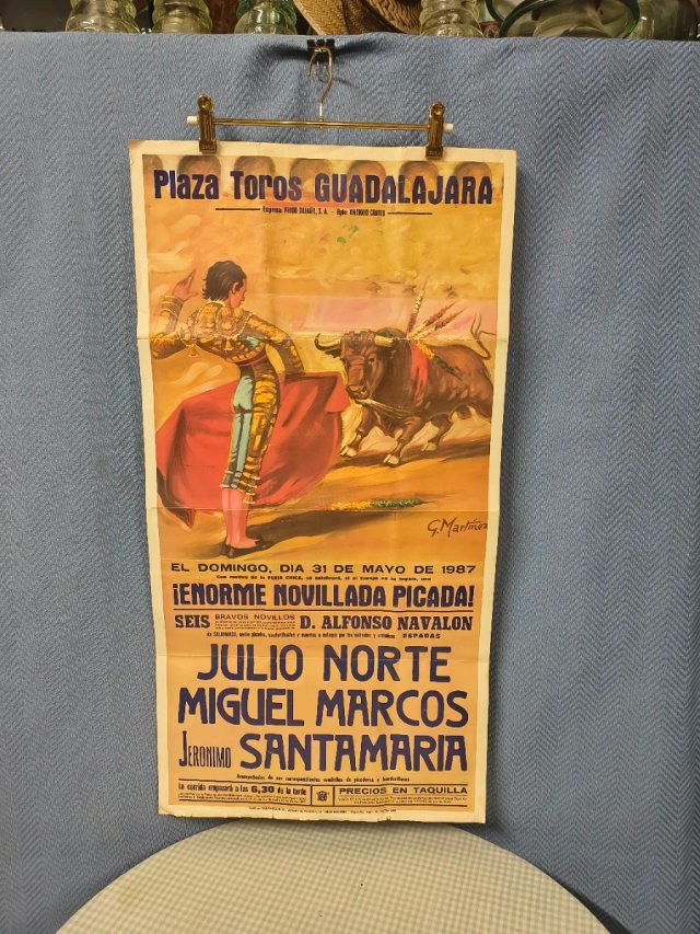 CARTEL NOVILLADA TOROS GUADALAJARA 1987.VINTAGE