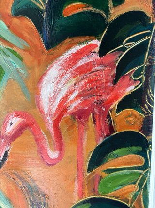 Cuadro Flamencos Selva Naranja