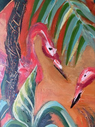 Cuadro Flamencos Selva Naranja