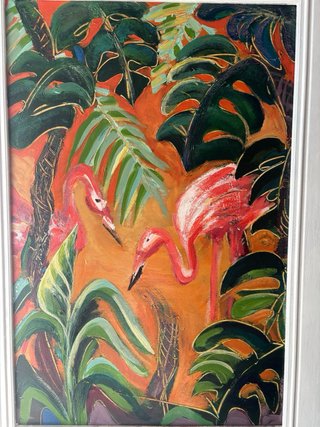 Cuadro Flamencos Selva Naranja