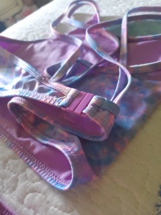 Bikini niña morado rosa y azul
