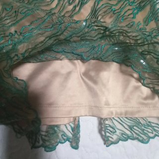 Vestido Nuralia fiesta beige y verde agua