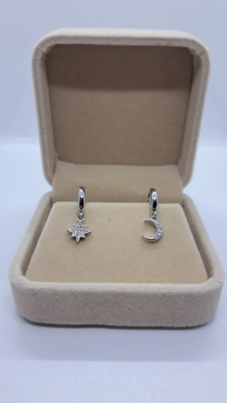 Pendientes Plata 925 Sol y Luna