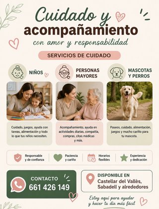 Cuidadora de niños, mayores y mascotas