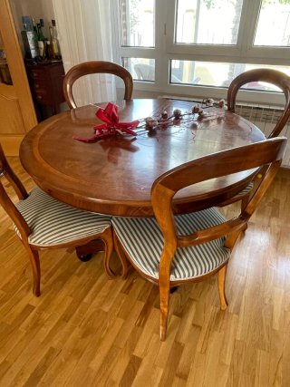 Conjunto Comedor Vitrina Madera Estilo Neoclásico