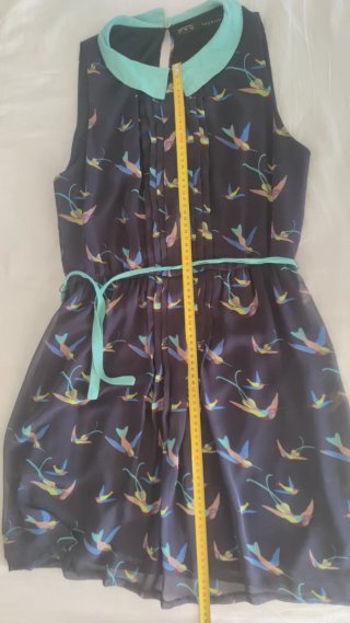 Vestido Zara Basic Gasa Azul Marino