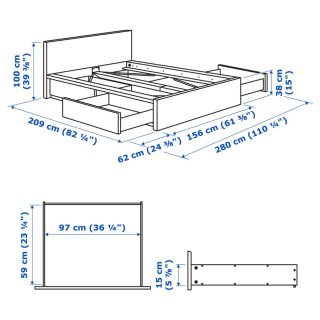 Estructura Cama IKEA MALM + 2 Cajones + Somier