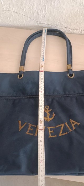 Borsa mare/viaggio blu scuro Venezia ricamata