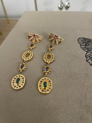 Pendientes Nefertiti Dorados y Morados