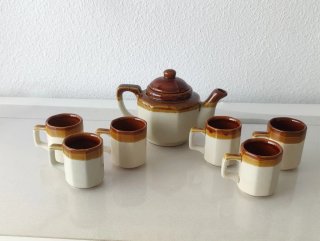 Juego Café Vintage Espigas Retro Beige Marrón