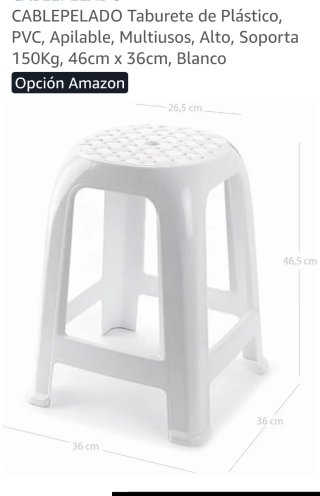 Taburete blanco de plástico