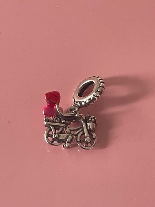 Colgante Bicicleta Amor Corazones baño plata