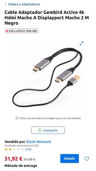 Cablexpert Adaptador HDMI a DisplayPort Activo 4K