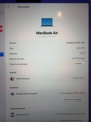 MacBook Air M4 13,6 16GB