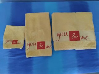 Set 3 Asciugamani you & me Giallo e Rosso