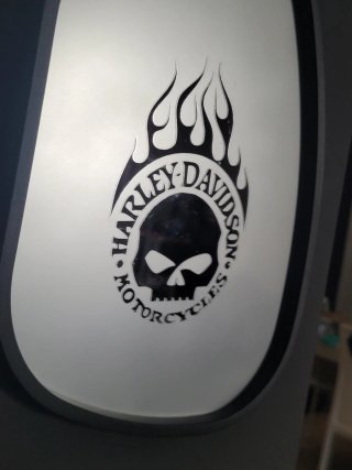 Specchio Harley Davidson con teschio e fiamme