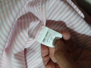 Camicia cotone righe rosa e bianche con baci