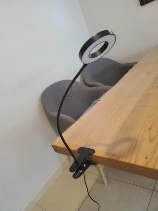 Lámpara Aro USB Negra con Pinza