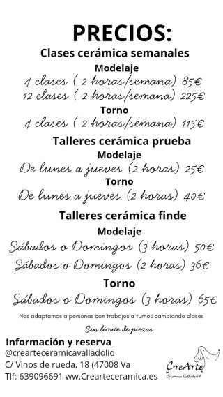 Clases de cerámica, torno y talleres
