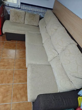 Sofá modular beige y marrón