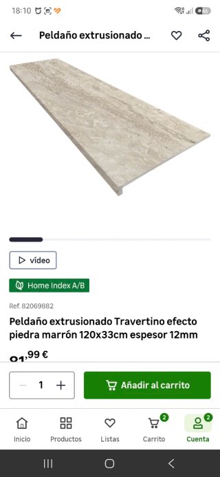 Peldaño extrusionado Travertino 120cmx33cmx12mm