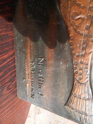 Cuadro de cobre con relieve de pez
