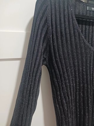 Blusa Mango manga larga plateada Talla S