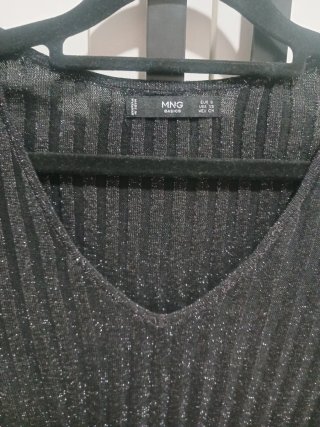 Blusa Mango manga larga plateada Talla S