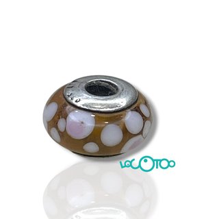 Charm Pandora Cristal Lunares Marrón y Blanco