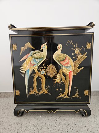 Mueble Chino Negro Pájaros y Flores