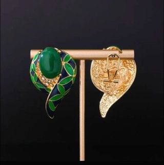 Set parure vintage stile retrò oro verde